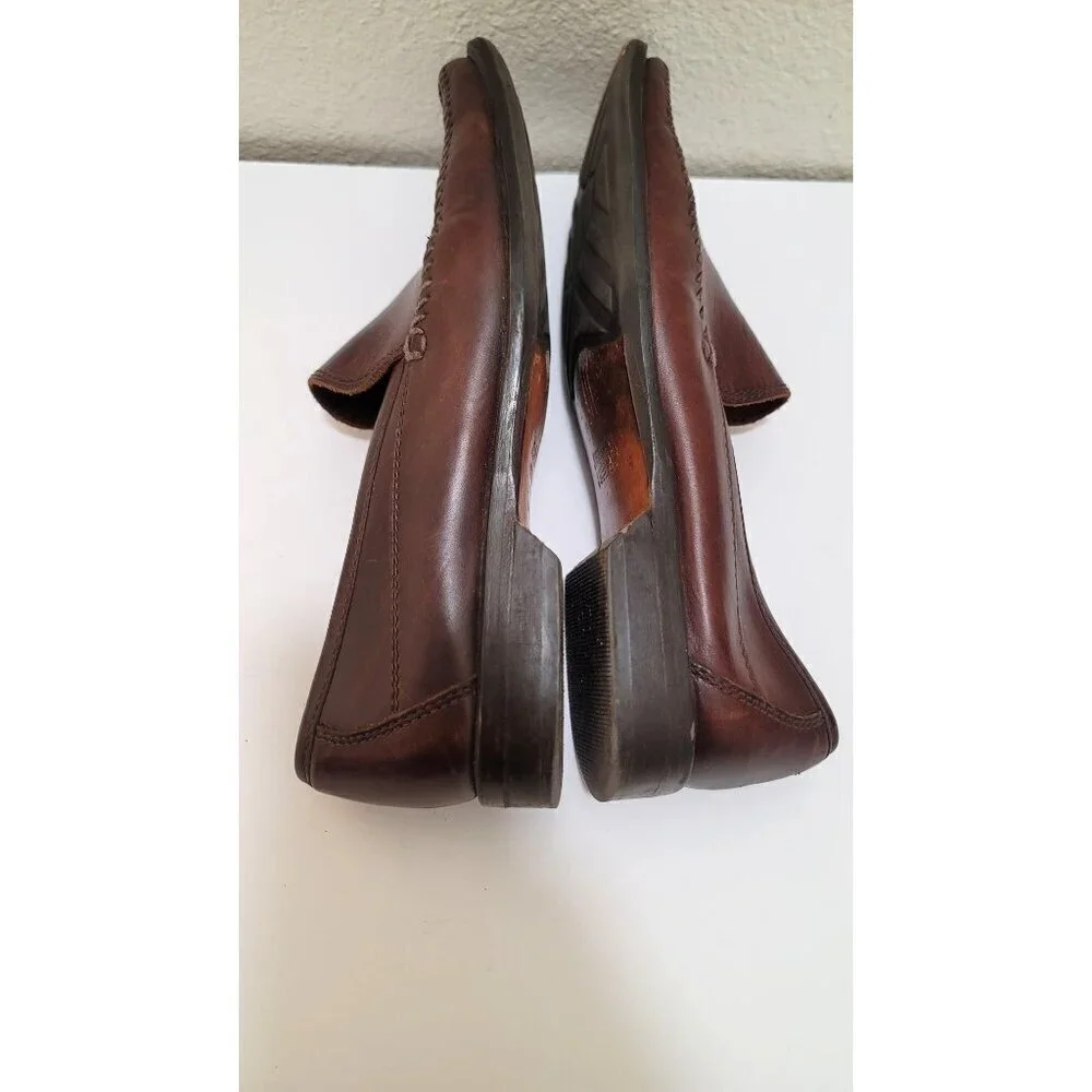 Johnston & Murphy Leather Loafers Mens 9.5M Brown Mahogany Slip On Moc Toe Shoes